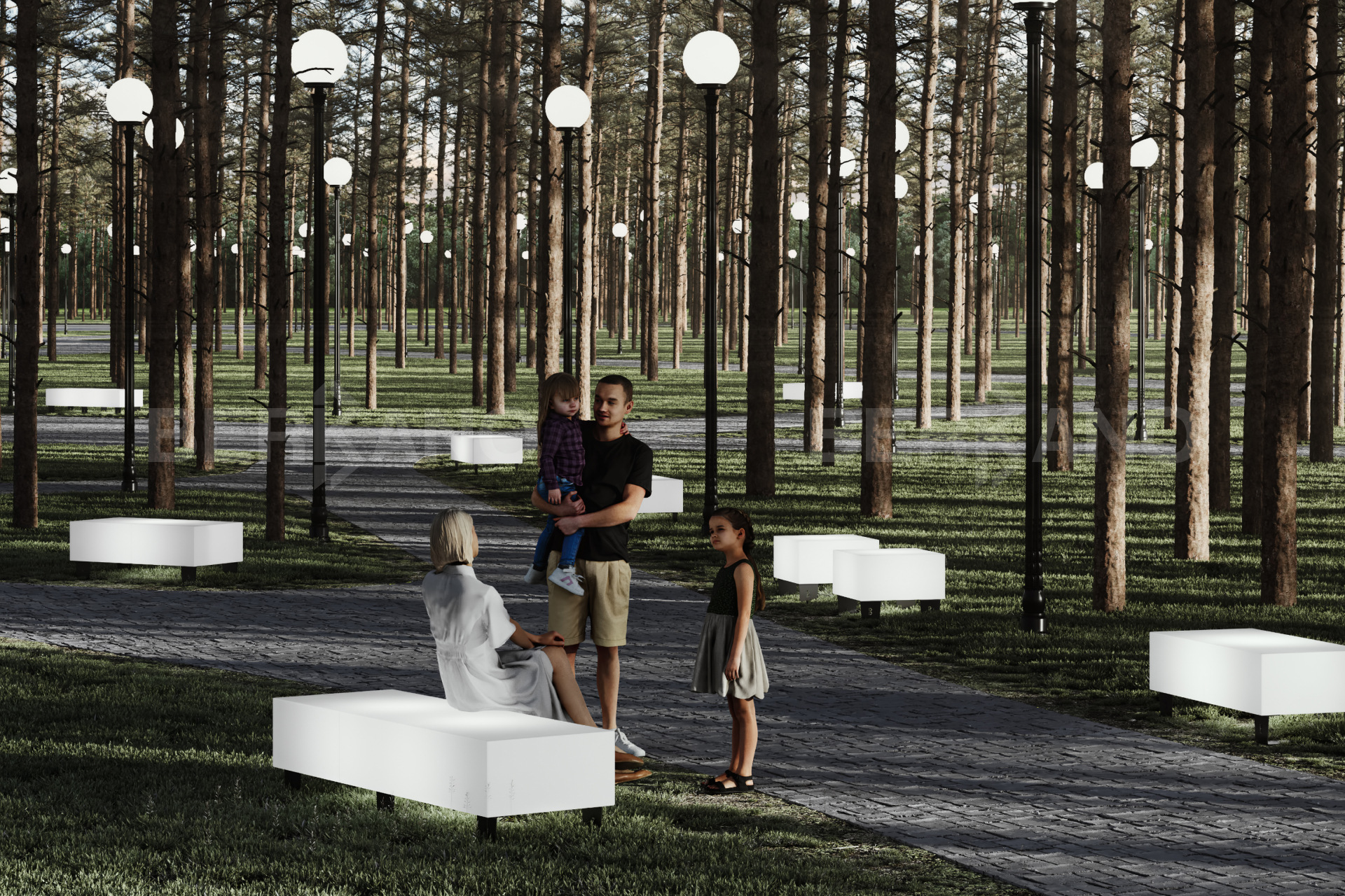 Светящийся led Скамейка Brick 180 Snow White - фото 0