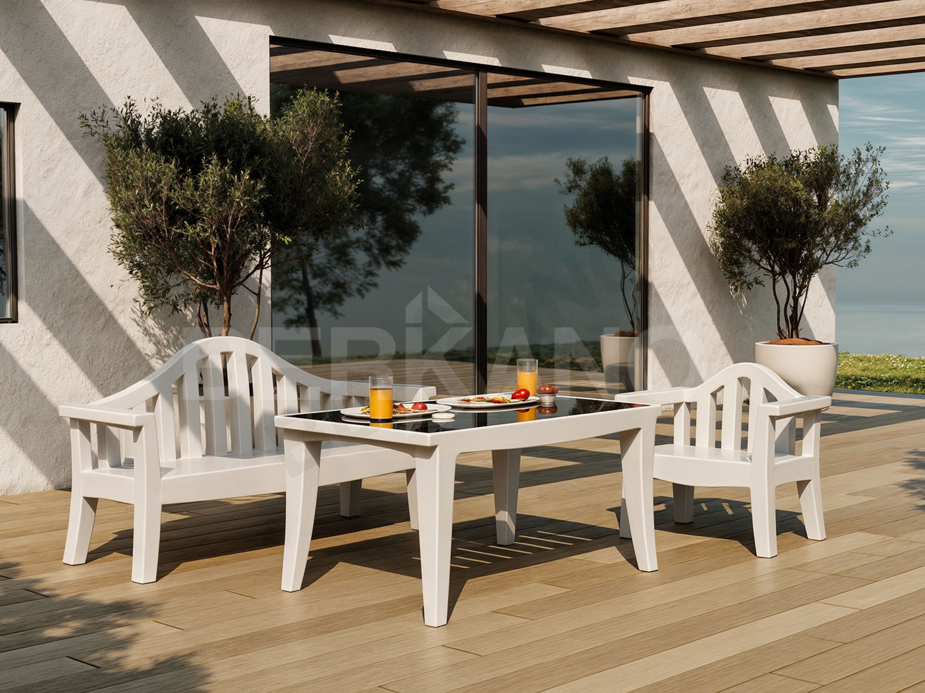 Скамейка Province темно-зеленого цвета / аксессуар кофейного цвета - фото 2