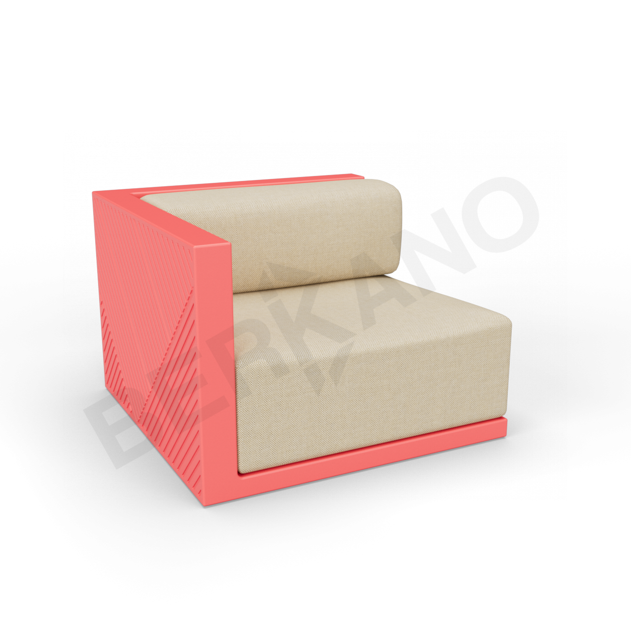 Диван угловой Fame с подушкой красного цвета / аксессуар бежевого цвета - фото 1