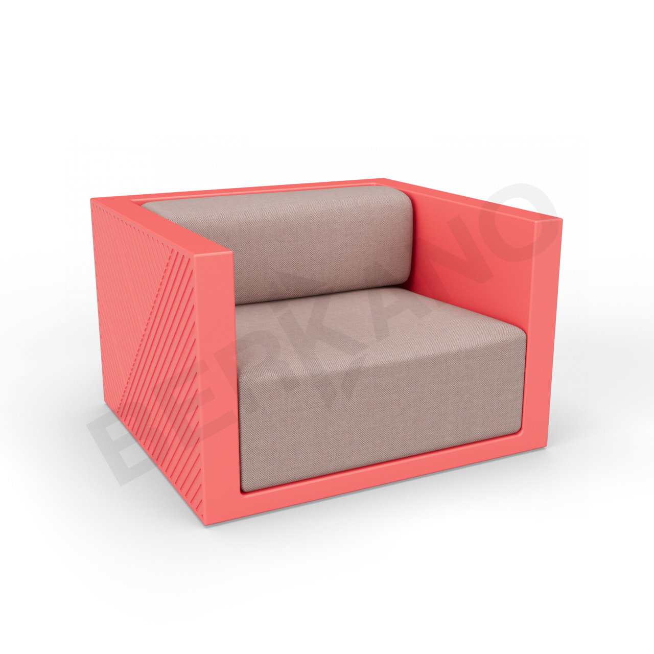 Кресло Fame с подушкой красного цвета / аксессуар кофейного цвета - фото 1