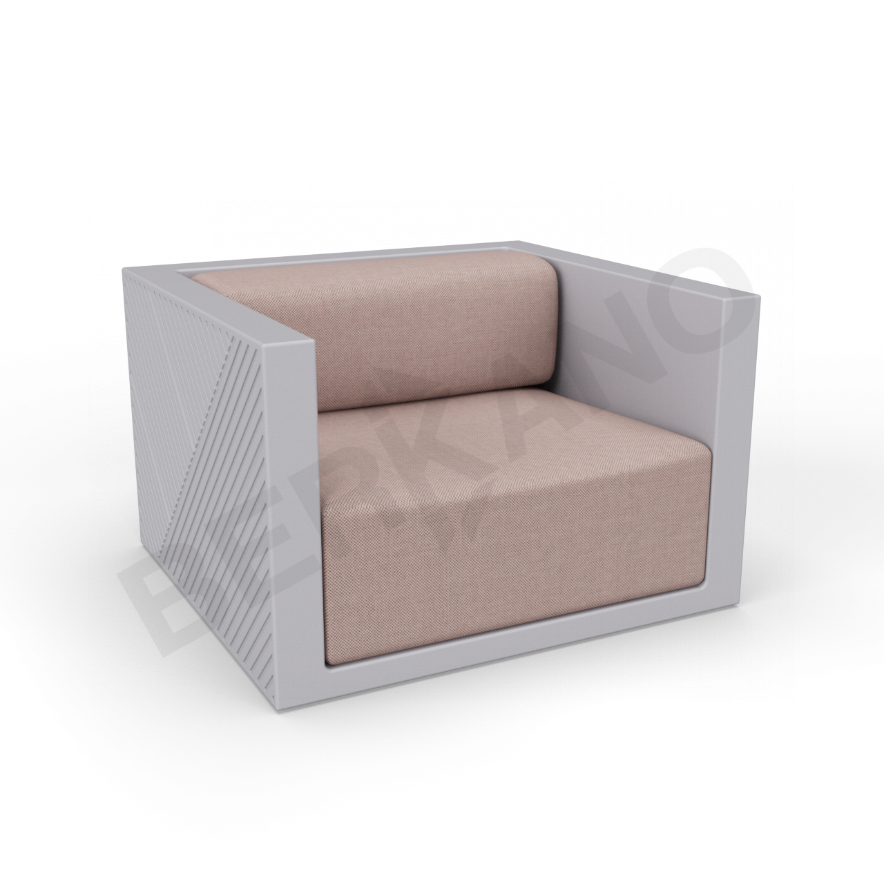 Кресло Fame с подушкой серого цвета / аксессуар кофейного цвета - фото 1