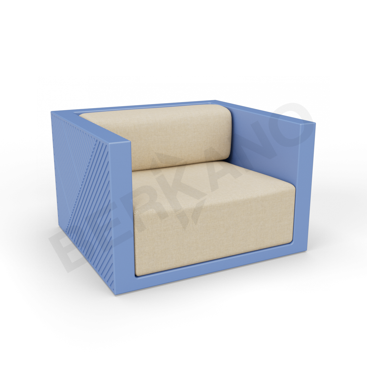 Кресло Fame с подушкой синего цвета / аксессуар бежевого цвета - фото 1