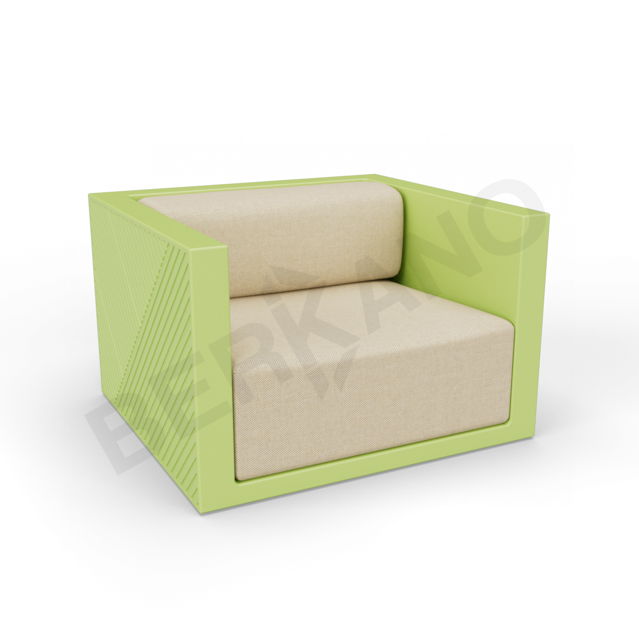 Кресло Fame с подушкой зеленого цвета / аксессуар бежевого цвета - фото 1