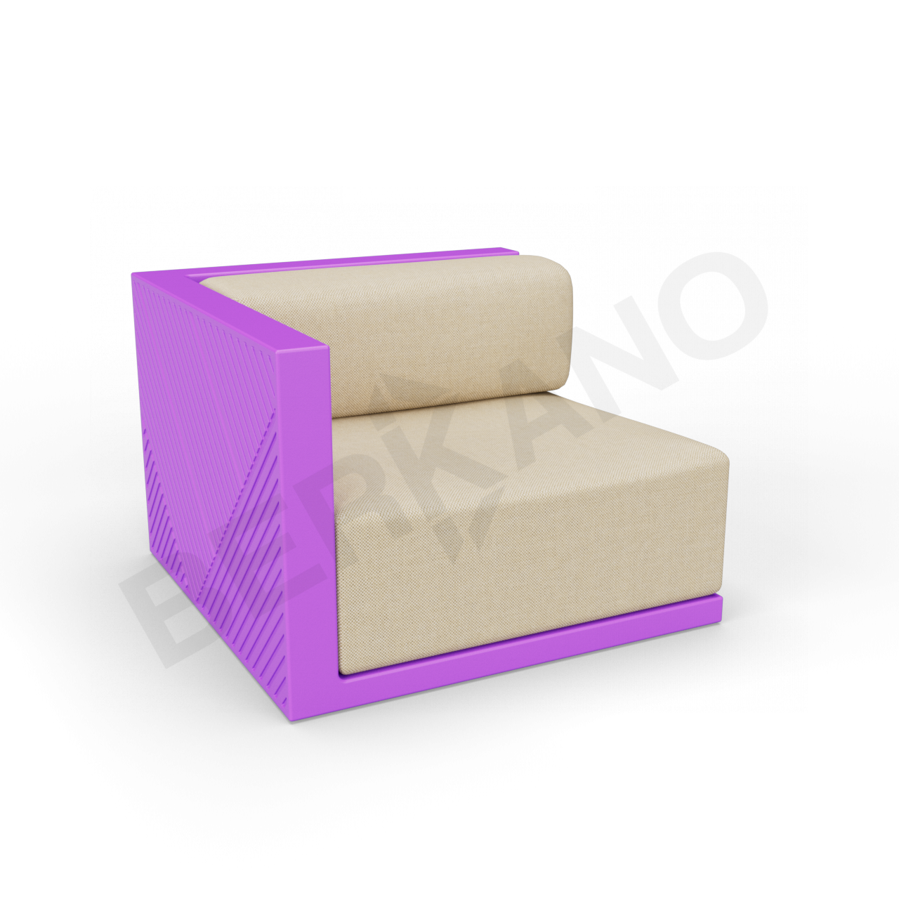Диван угловой Fame с подушкой сиреневого цвета / аксессуар бежевого цвета - фото 1