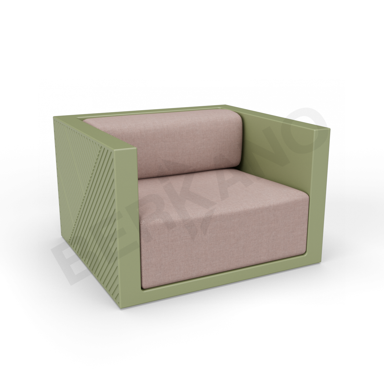 Кресло Fame с подушкой темно-зеленого цвета / аксессуар кофейного цвета - фото 1