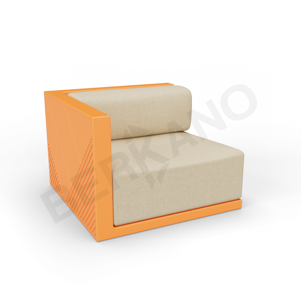 Диван угловой Fame с подушкой оранжевого цвета / аксессуар бежевого цвета - фото 1