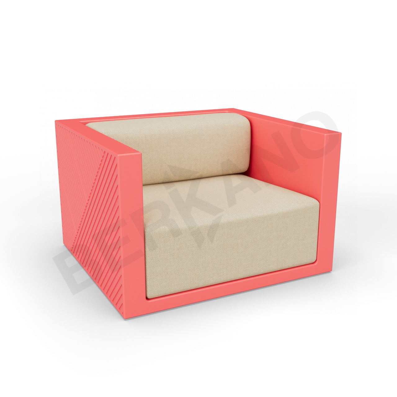 Кресло Fame с подушкой красного цвета / аксессуар бежевого цвета - фото 1