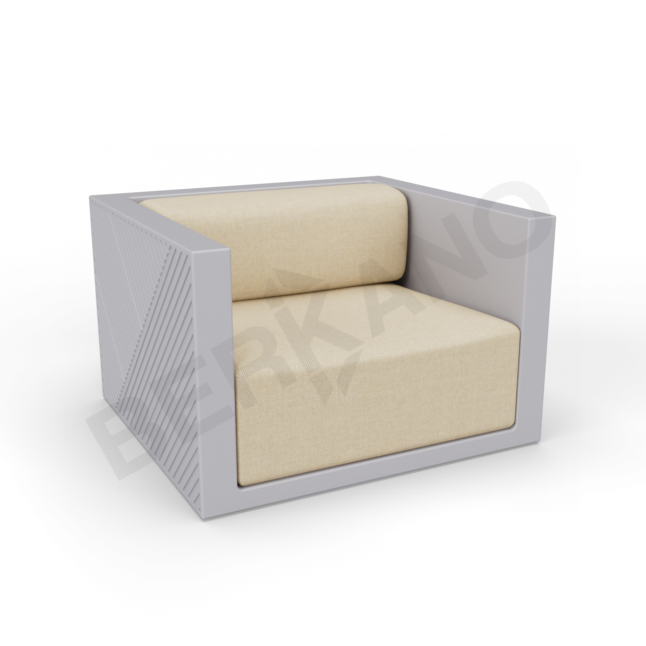 Кресло Fame с подушкой серого цвета / аксессуар бежевого цвета - фото 1