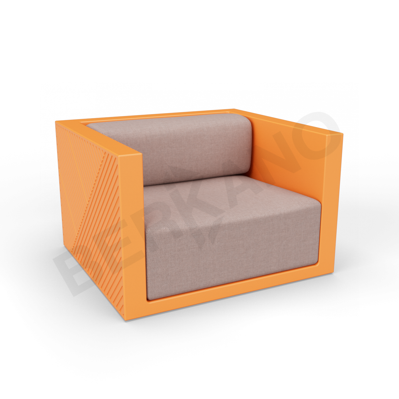 Кресло Fame с подушкой оранжевого цвета / аксессуар кофейного цвета - фото 1