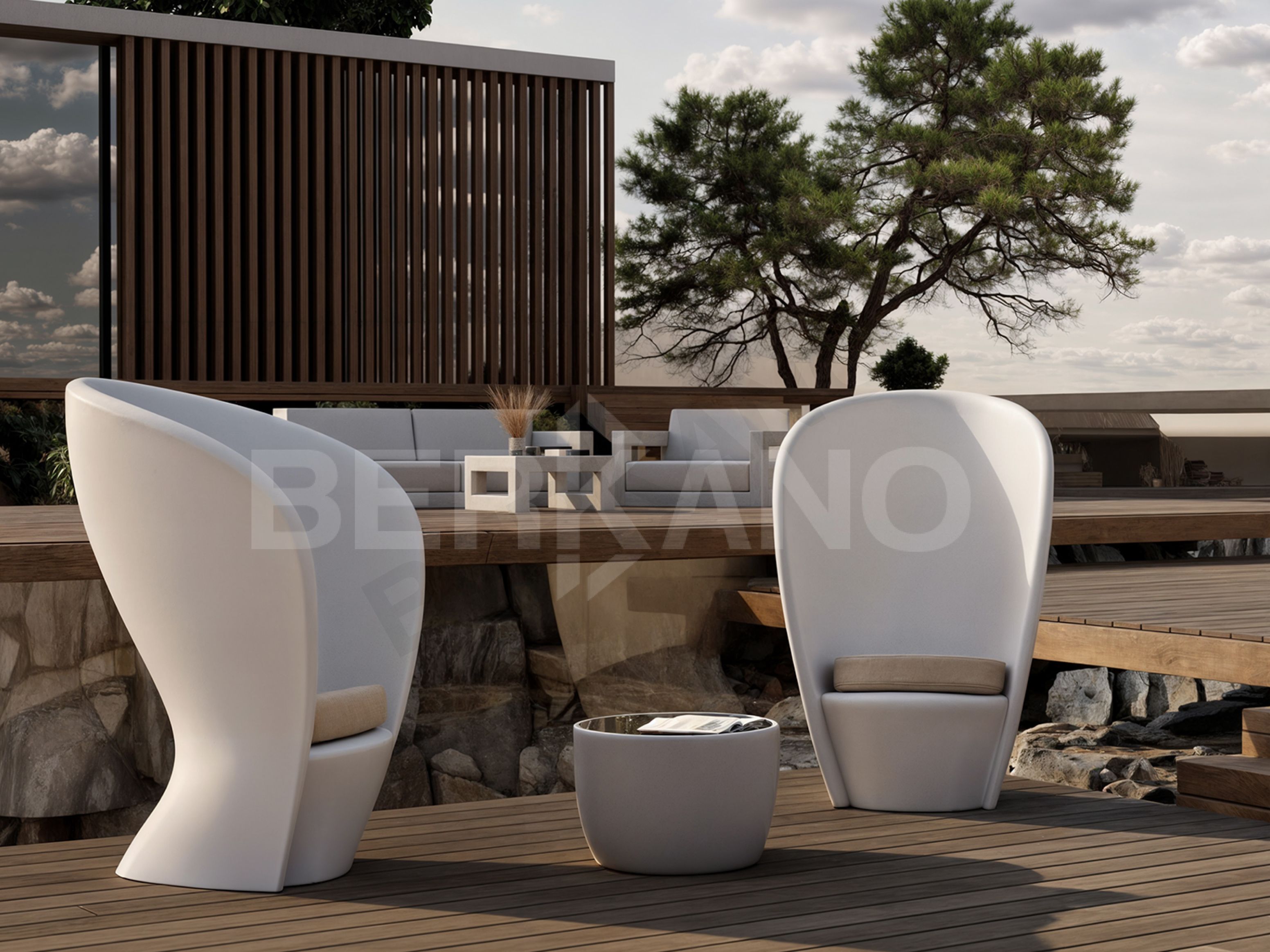 Кресло Harmony синего цвета / аксессуар бежевого цвета - фото 2