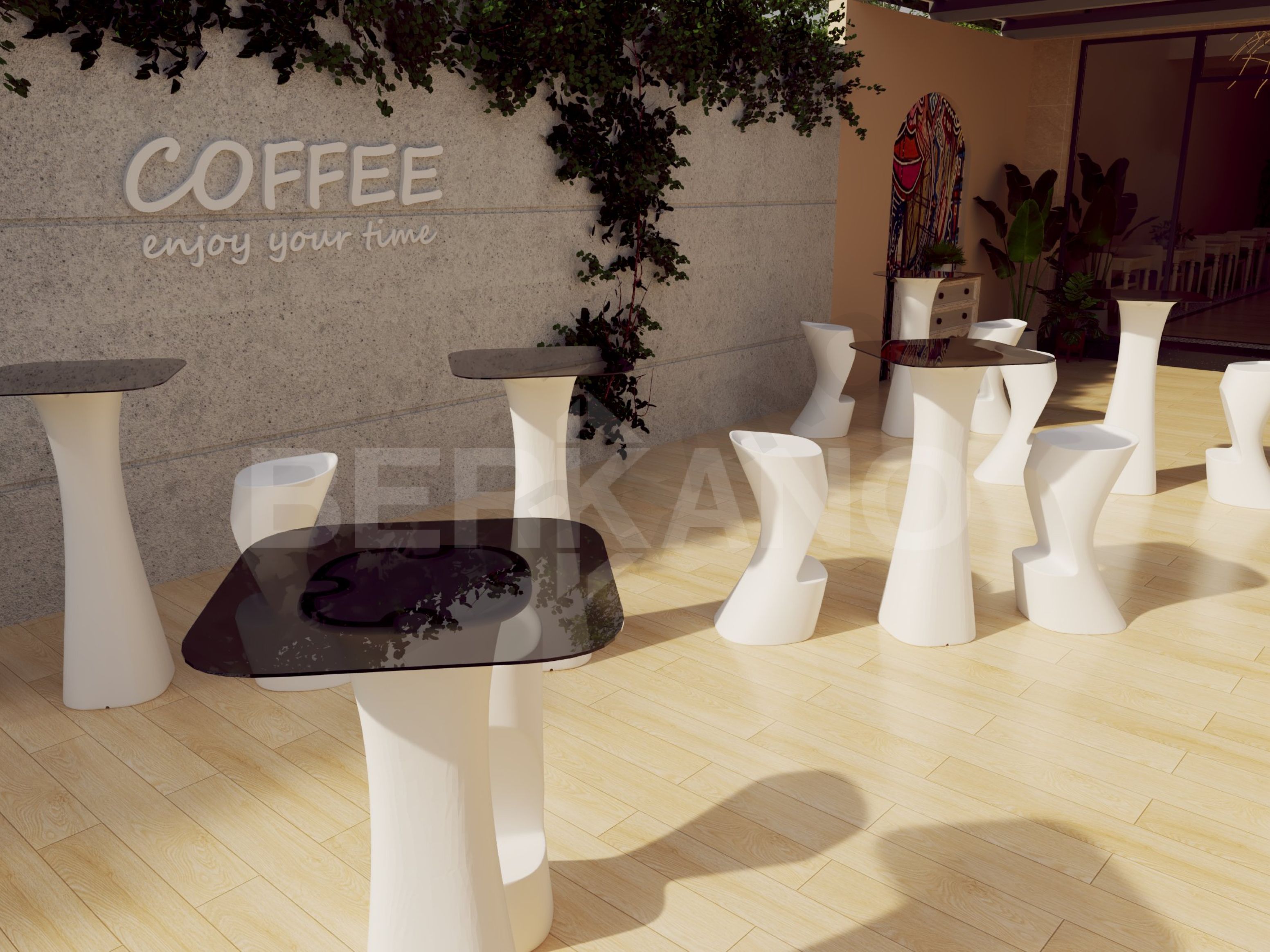 Стол барный со стеклом Grace Bar Square белого цвета - фото 2