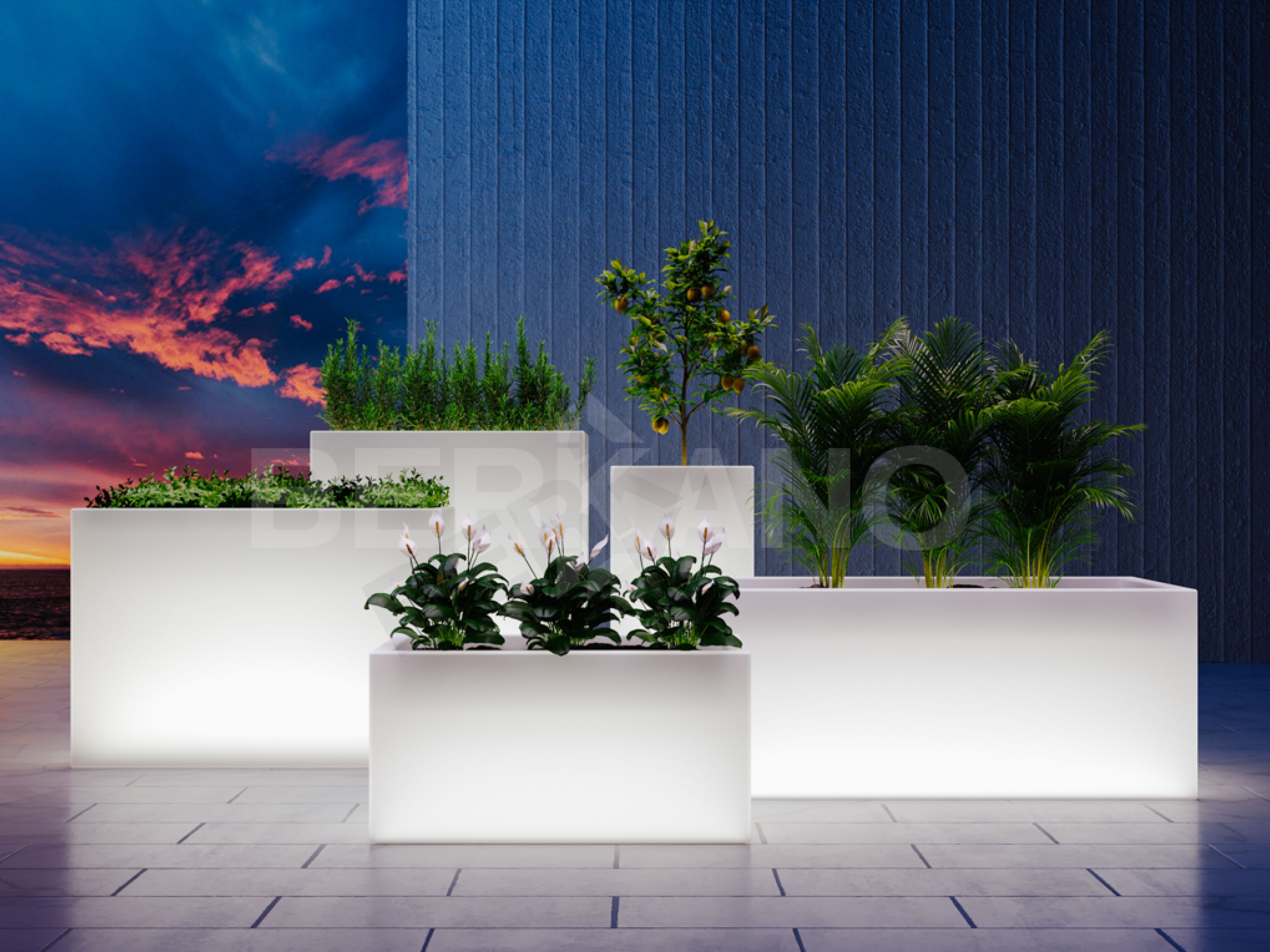 Светящееся кашпо Cubric 40*100 DB белого цвета RGB ACC подсветка перезаряжаемая - фото 3