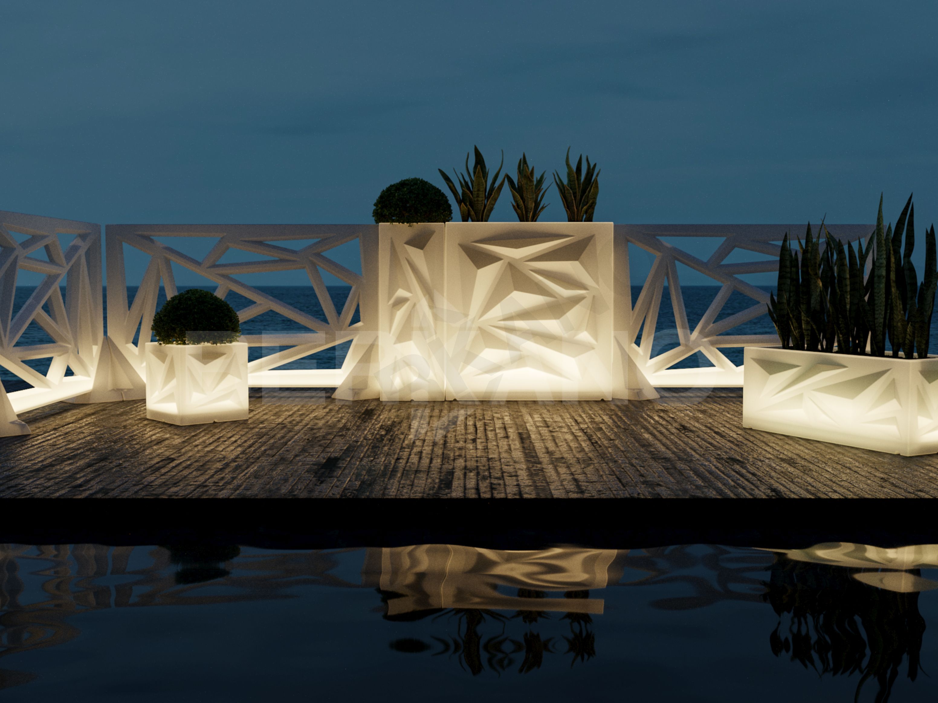 Светящееся кашпо Icelandic Horizontal DB белого цвета  - фото 3