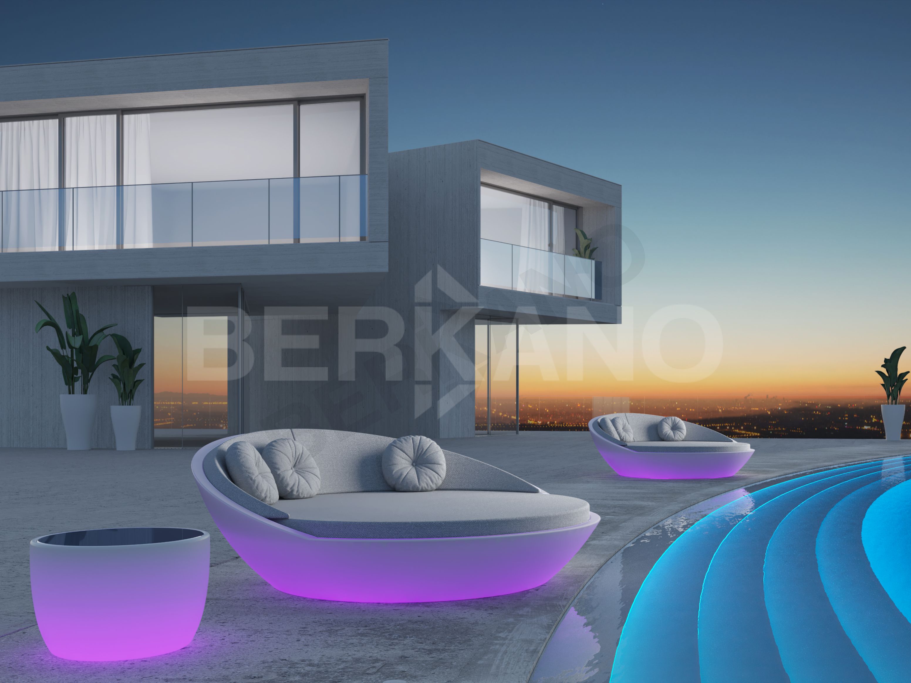 Светящийся шезлонг Riviera белого цвета RGB E27 Умный дом / аксессуар серого цвета - фото 4