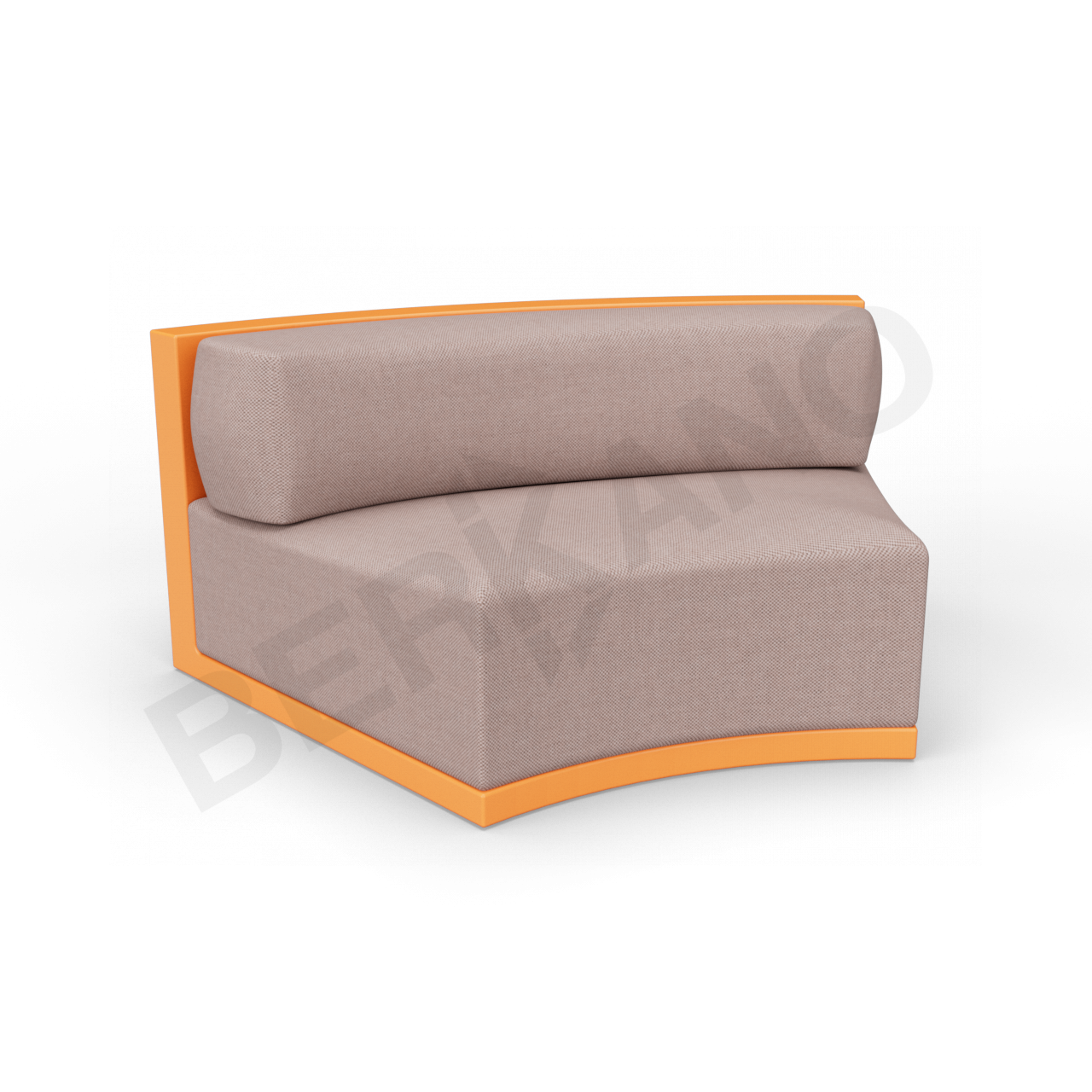 Диван полукруглый Fame с подушкой оранжевого цвета / аксессуар кофейного цвета - фото 1