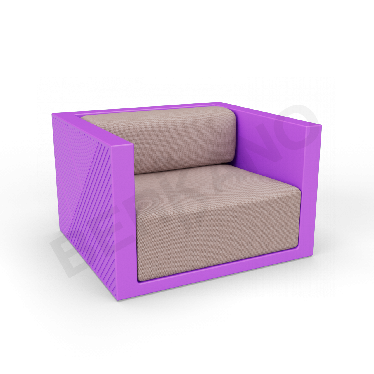 Кресло Fame с подушкой сиреневого цвета / аксессуар кофейного цвета - фото 1