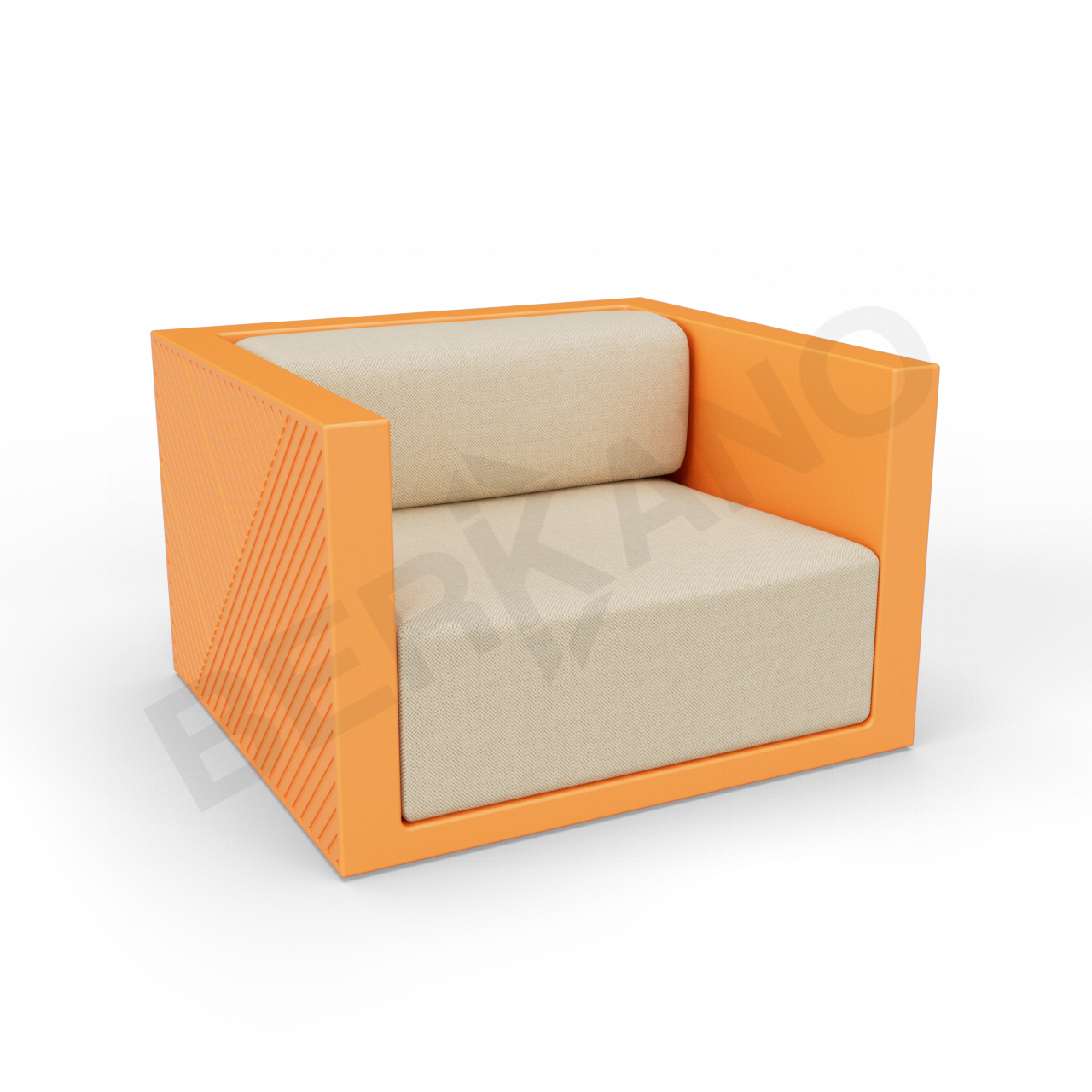 Кресло Fame с подушкой оранжевого цвета / аксессуар бежевого цвета - фото 1