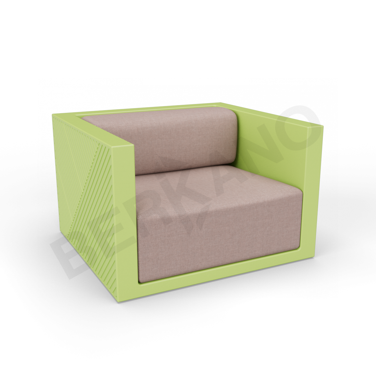 Кресло Fame с подушкой зеленого цвета / аксессуар кофейного цвета - фото 1