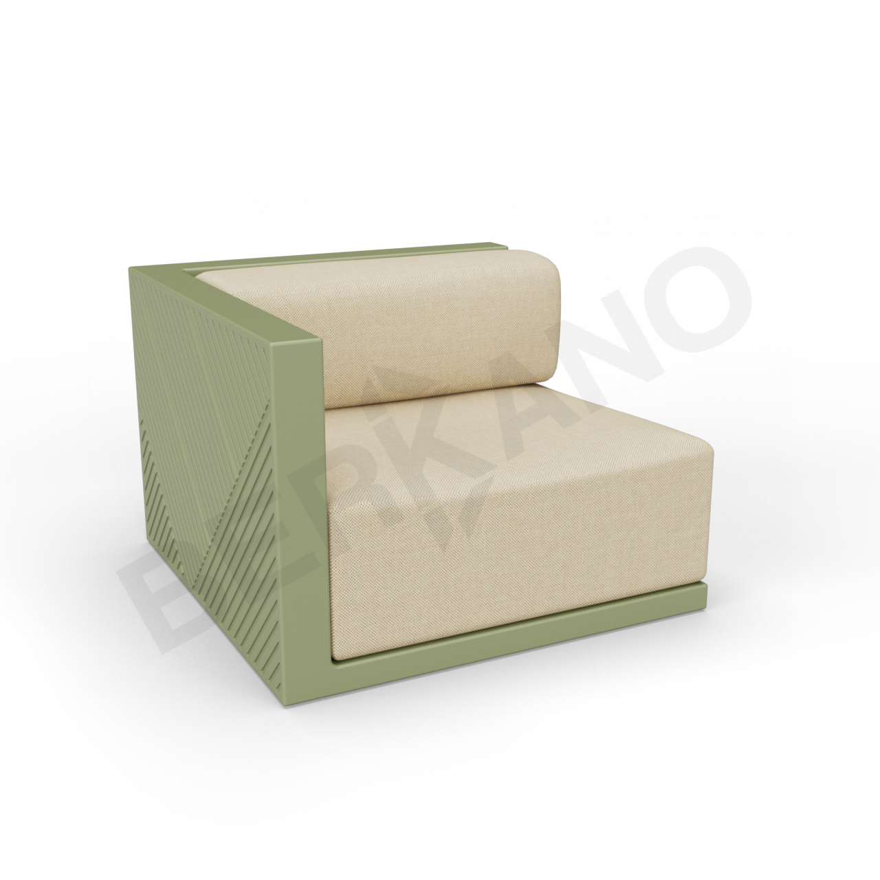 Диван угловой Fame с подушкой темно-зеленого цвета / аксессуар бежевого цвета - фото 1