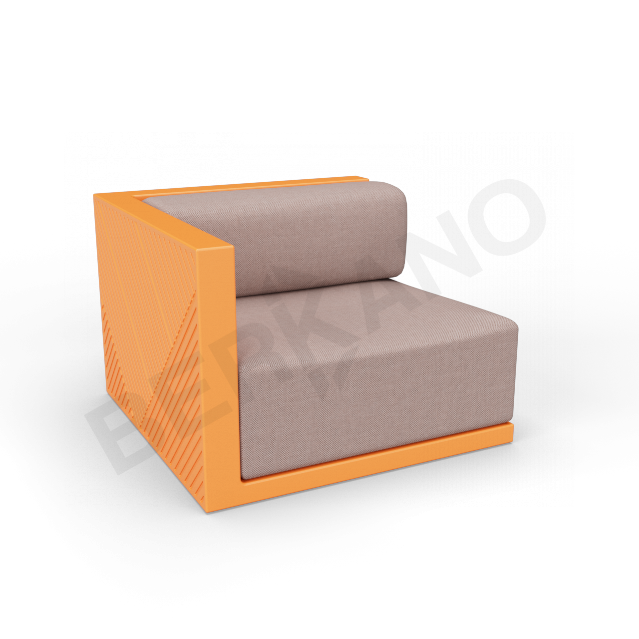 Диван угловой Fame с подушкой оранжевого цвета / аксессуар кофейного цвета - фото 1