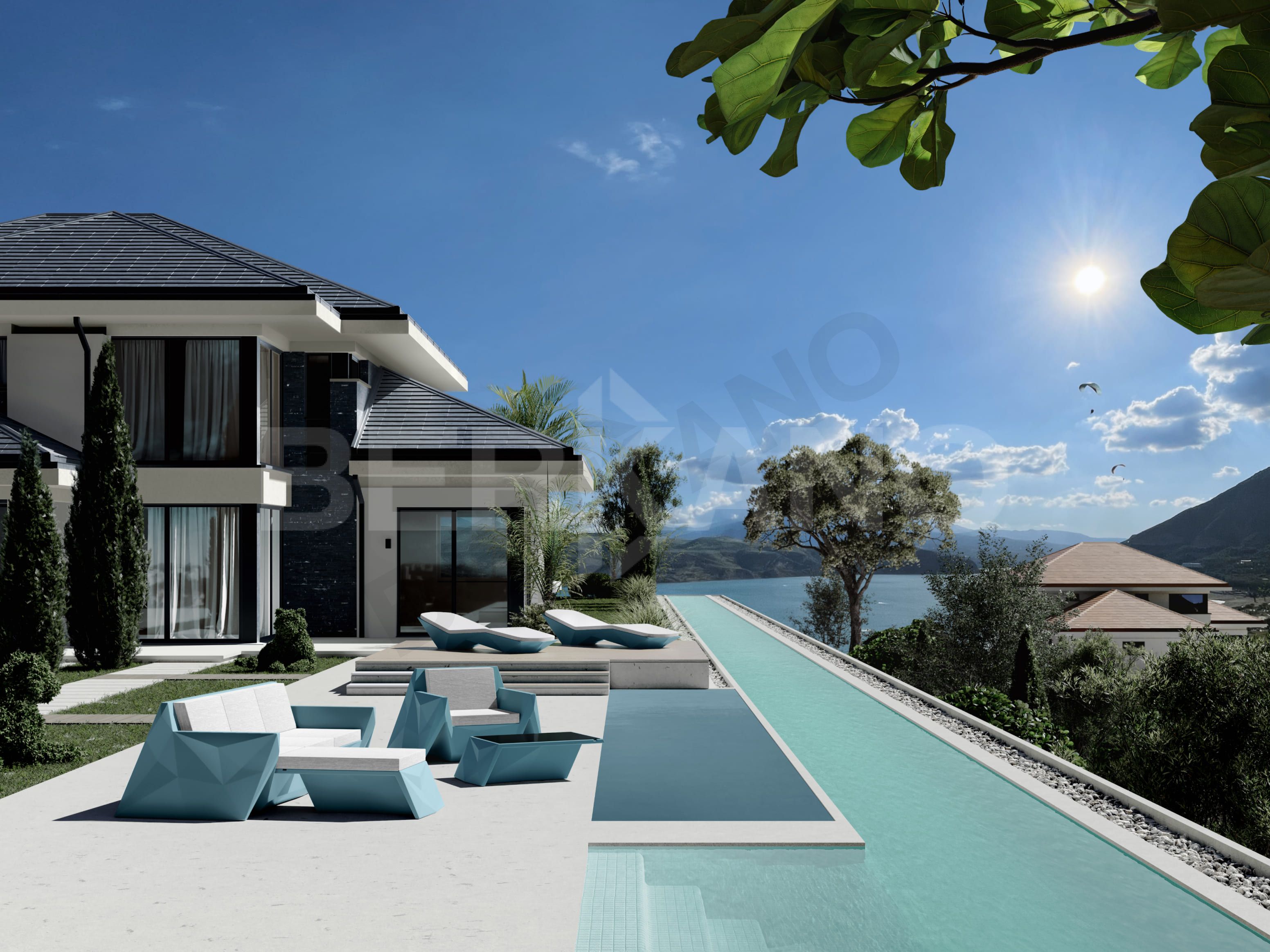 Кресло Quaro с подушками красного цвета / аксессуар серого цвета - фото 3