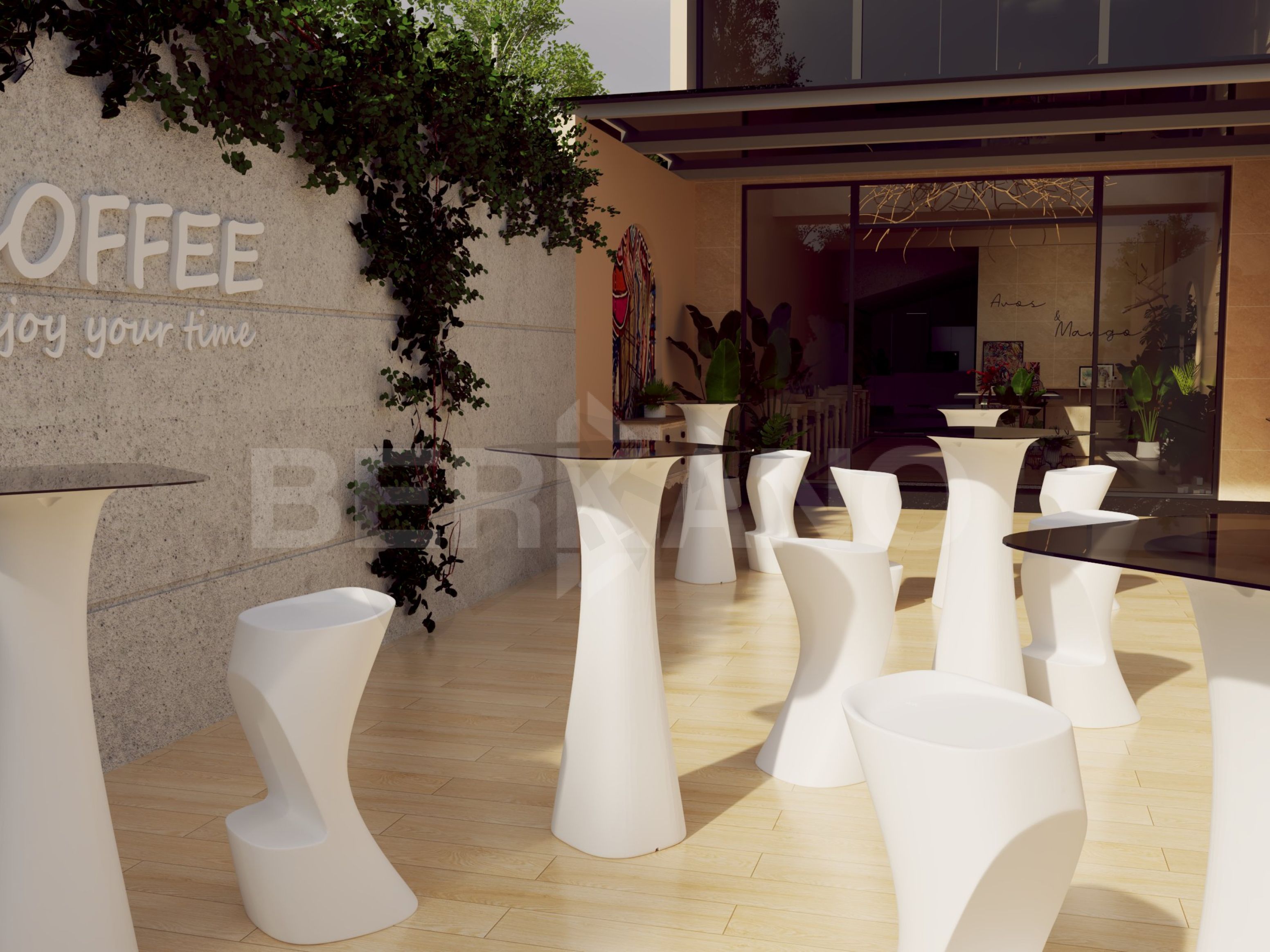 Стол барный со стеклом Grace Bar Square белого цвета - фото 3